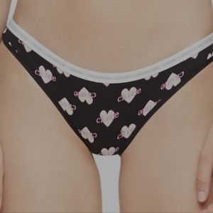 CK One Cotton Singles Bikini Underwear Black Hearts Panty XS Valentine's Day